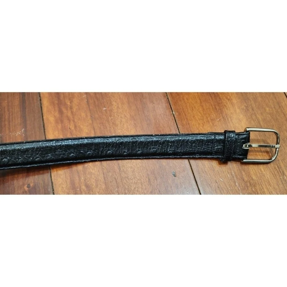 Genuine Full Quill Ostrich Black Leather Belt